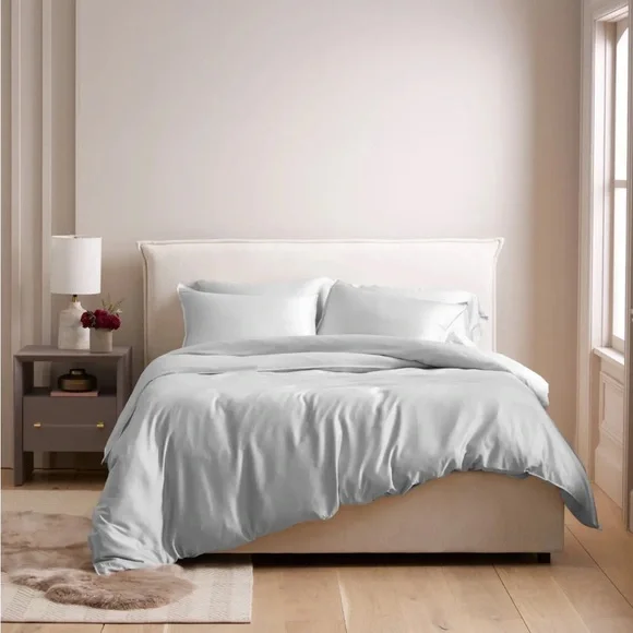 QUINCE Bamboo Duvet Cover Full Queen Light Gray